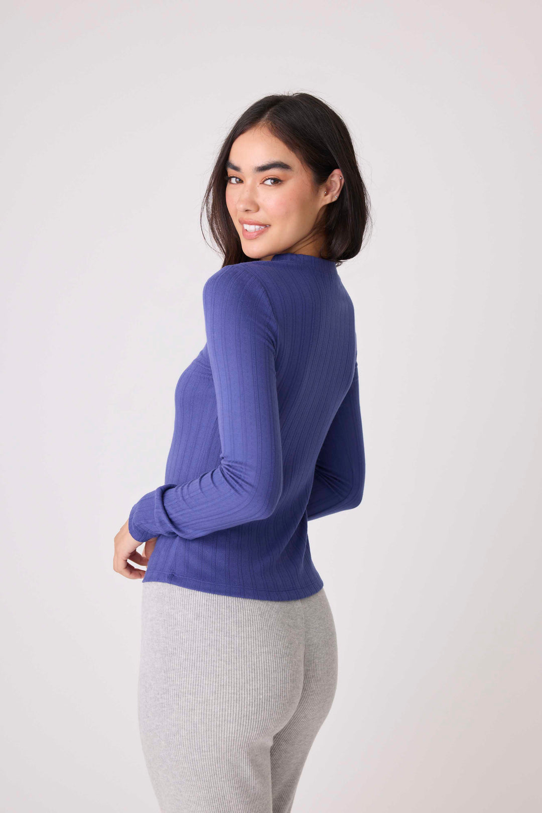 Back To Basics Pointelle Long Sleeve Top