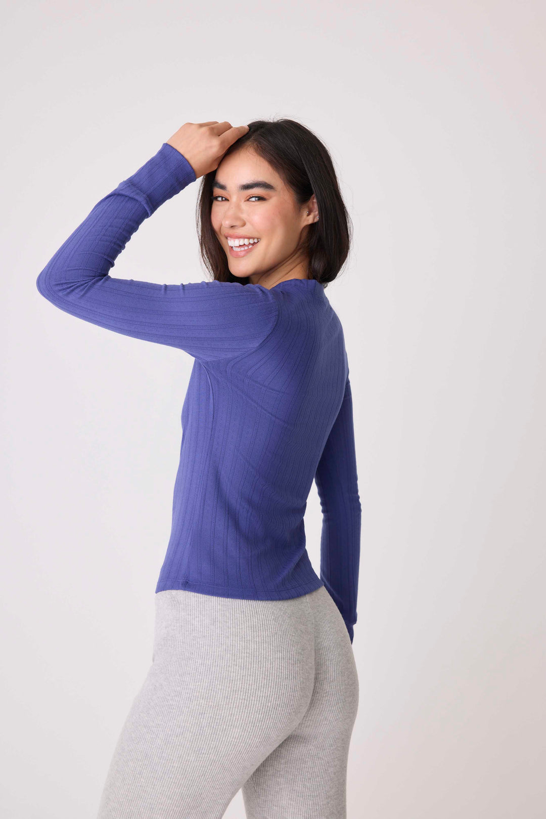 Back To Basics Pointelle Long Sleeve Top