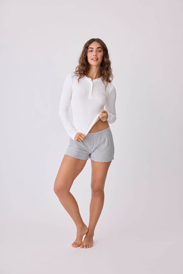 Back To Basics Pointelle Long Sleeve Top