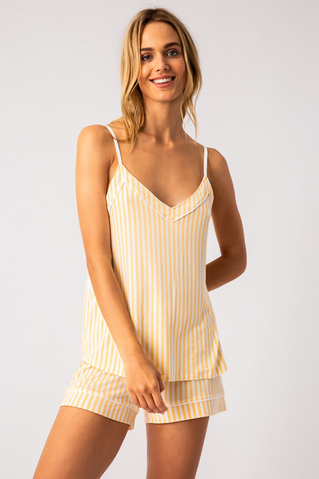 Women's yellow-white striped modal camisole top – P.J. Salvage