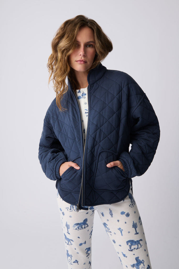 Buy Something Navy Reversible Quilted Jacket