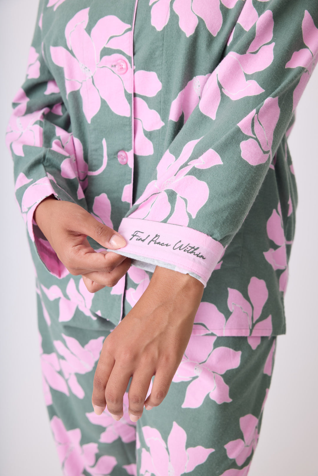 Find Peace Within Flannel PJ Set - Extended Sizes