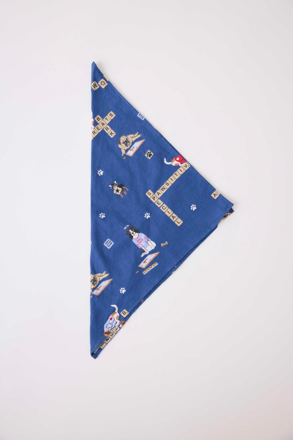 Bandana for dogs in dark blue with dog-game print. Exclusive style to support partnership with Love Leo Rescue.