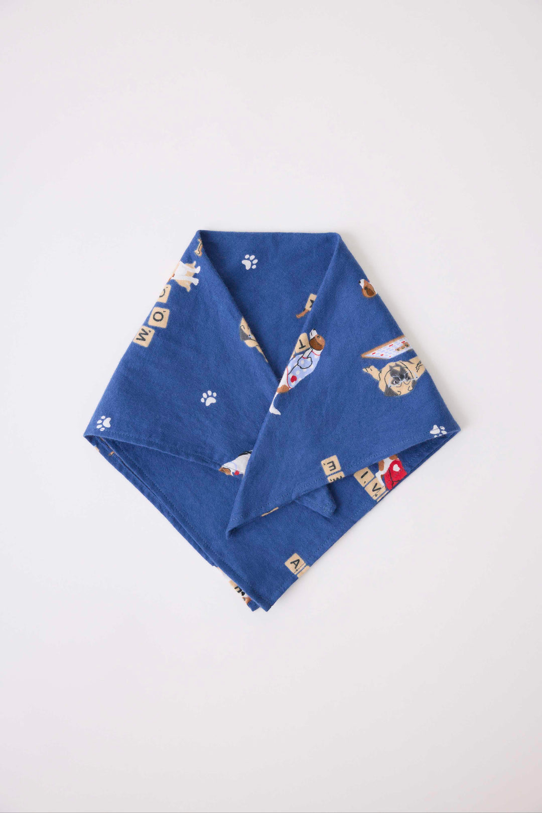 Bandana for dogs in dark blue with dog-game print. Exclusive style to support partnership with Love Leo Rescue.