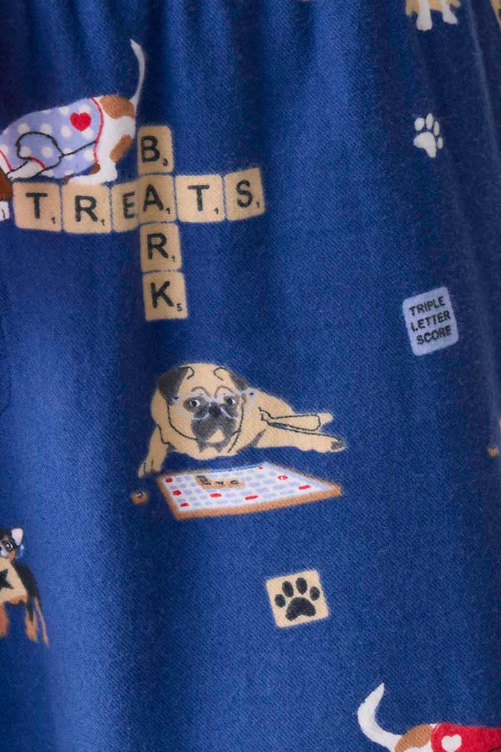 Bandana for dogs in dark blue with dog-game print. Exclusive style to support partnership with Love Leo Rescue.