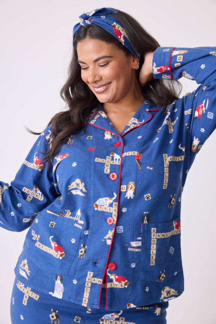 Love Leo Dog Rescue Cozy Flannel PJ Set - Extended Sizes