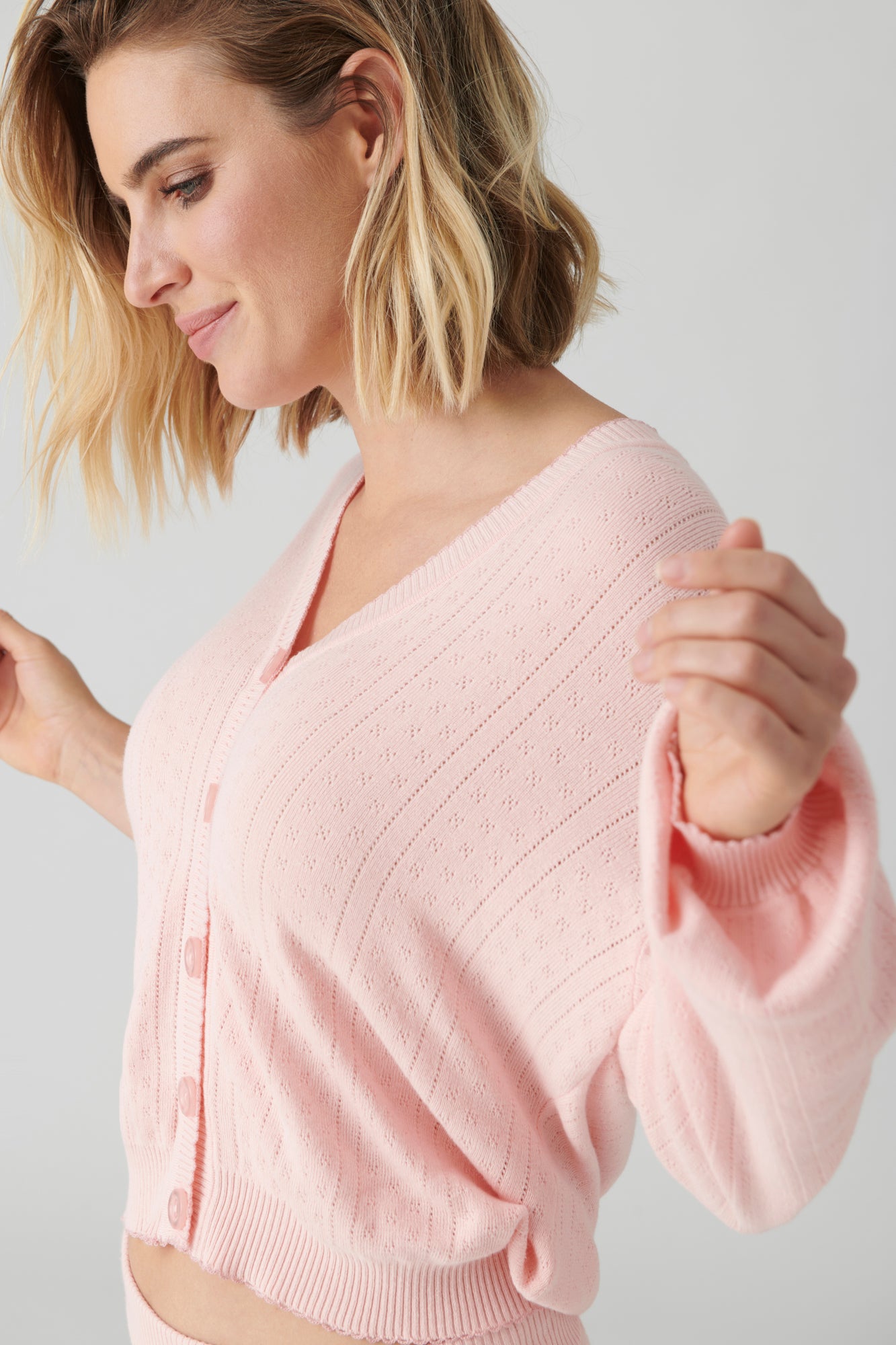 BEAUTIFUL Pale Pink Cardigan & Tank Set w/ sale Jewels