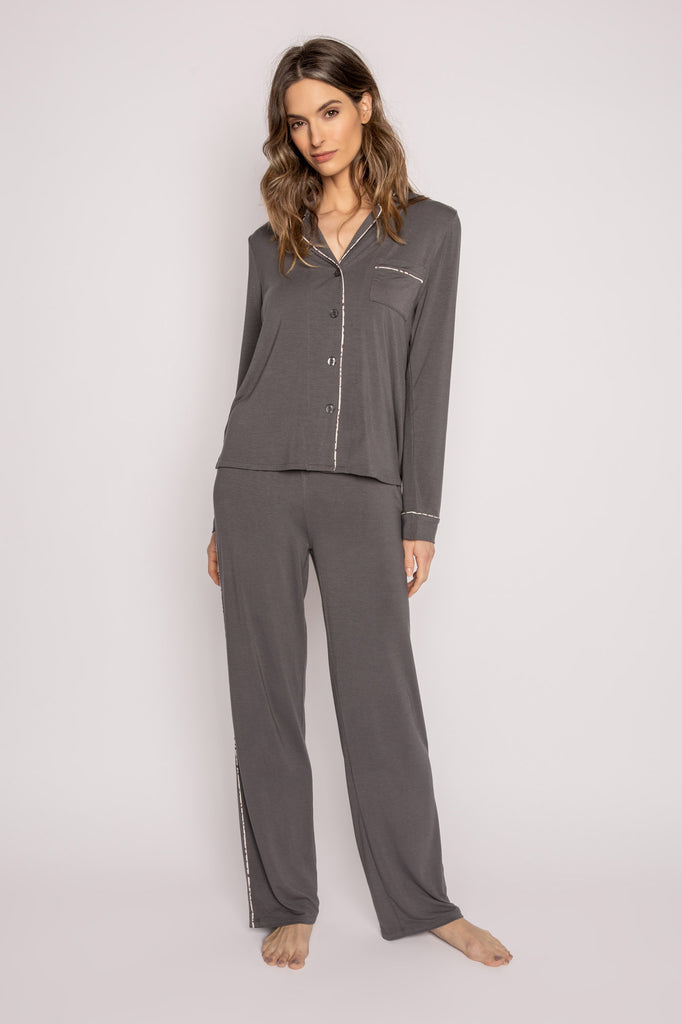 PJ Salvage Women's Loungewear Happy Joy Banded Pant, H Charcoal, XS at   Women's Clothing store