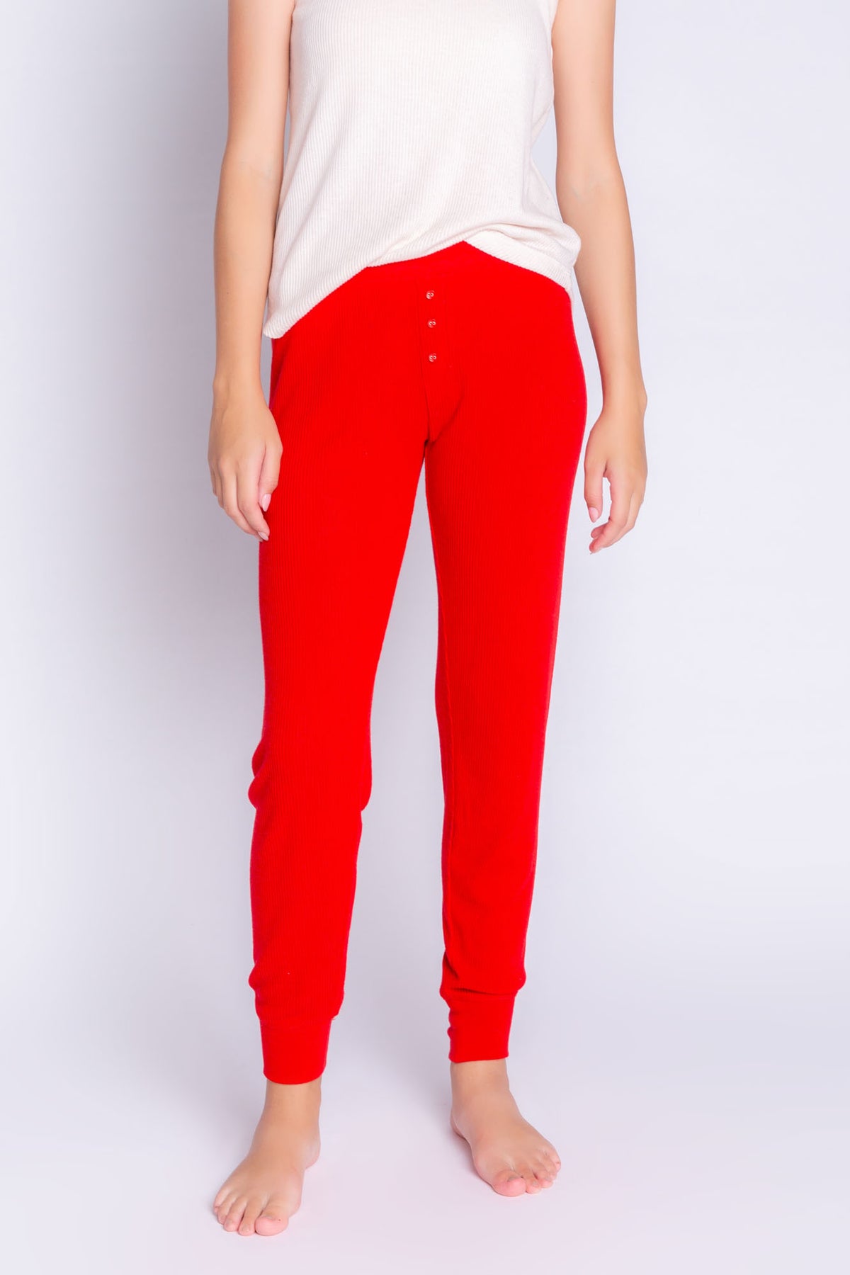 PJ SALVAGE Womens Red Snowflake Motif Jammie Jogger Lounge Pants
