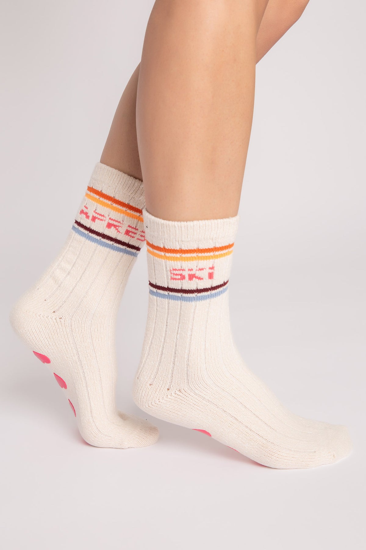 Old West Socks Kids 3 Pair Crew Reinforced S White Red OWS201