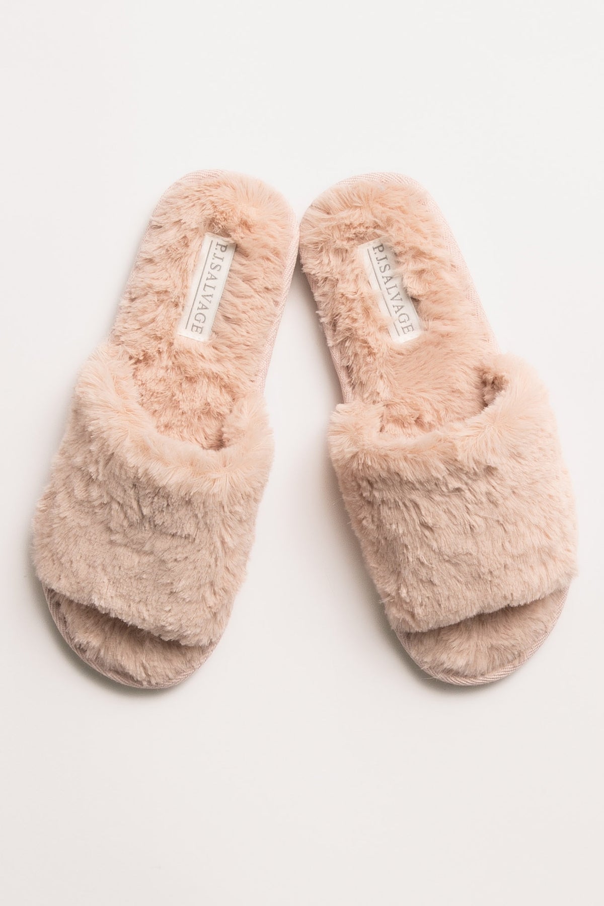 Faux fur open toe slippers with satin bow & jewel - Pink. Colour: pink.  Size: s