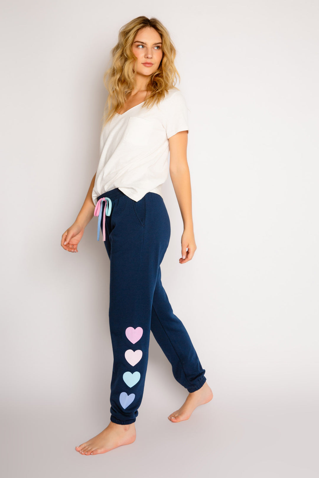 Navy Ombre Washed High Waisted Wide Leg Sweatpants