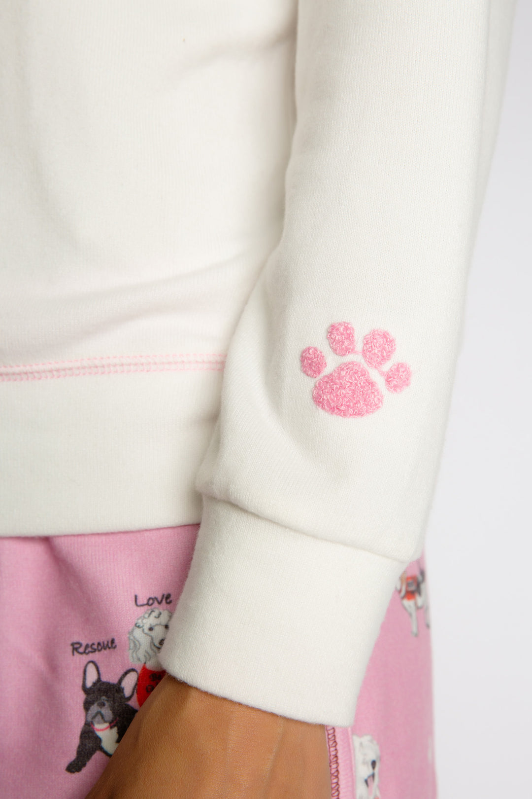 Ivory pullover top has a graphic print "Rescues are my favorite breed" (7325668409444)